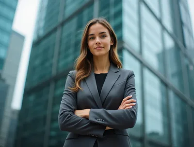 Professional Businesswoman Standing With Arms Crossed In City