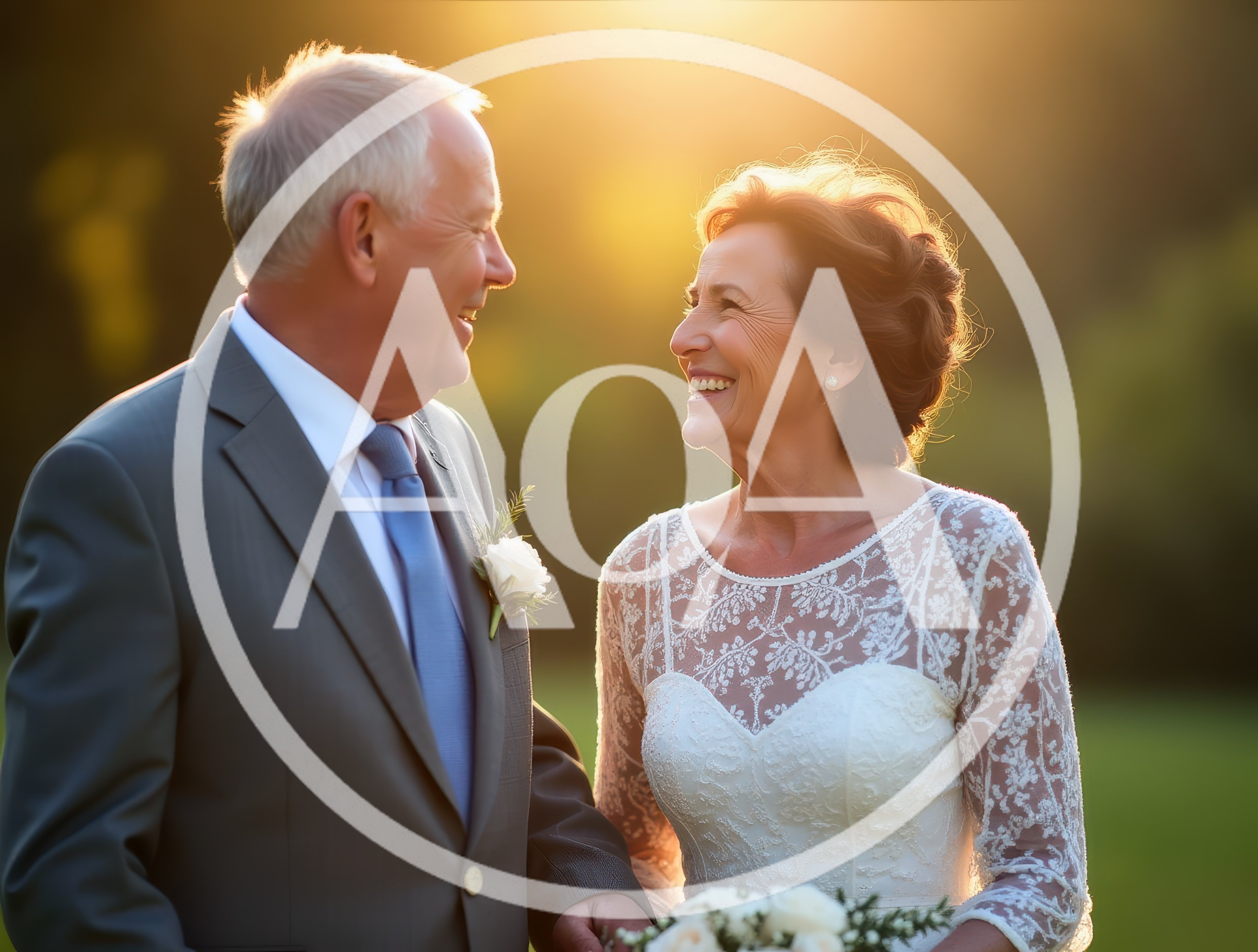 Happy Senior Couple Celebrating Their Wedding Day