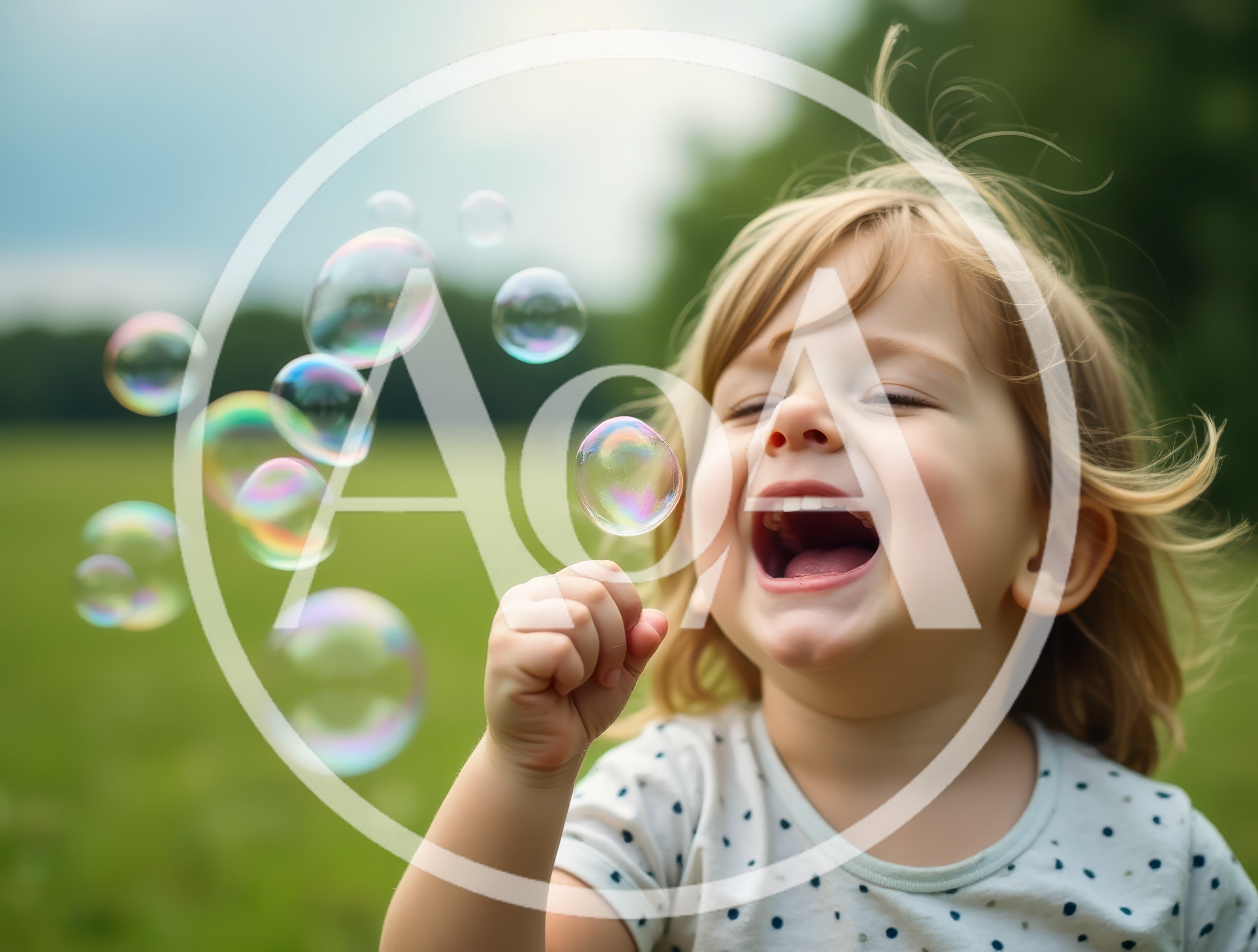 Happy Toddler Girl Playing With Bubbles Outdoors