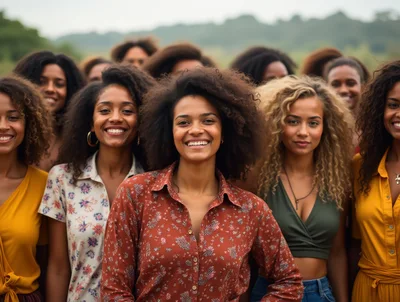 Diverse Group of Smiling Women Standing Together Outdoors