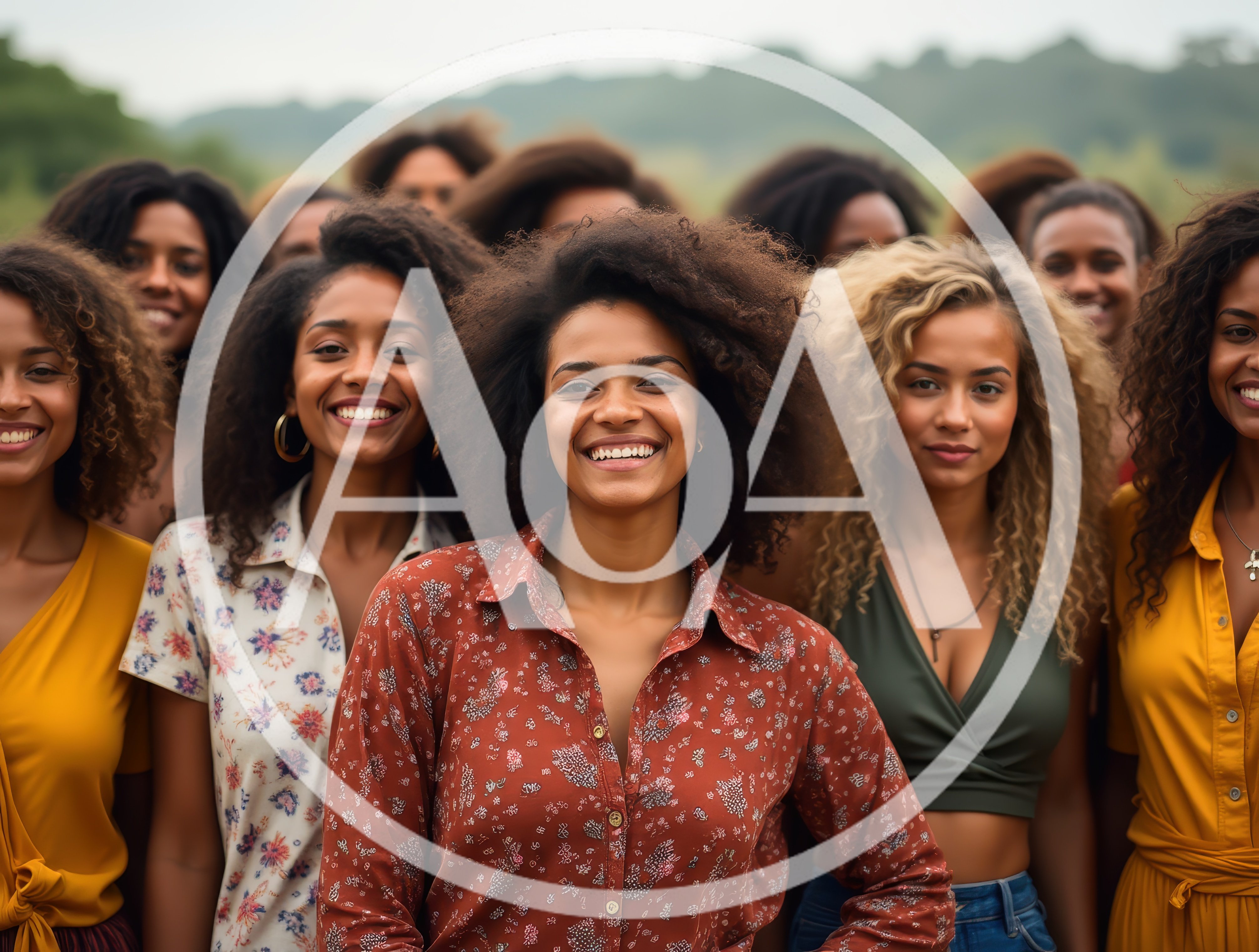 Diverse Group of Smiling Women Standing Together Outdoors