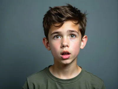 Portrait Of A Surprised Young Boy