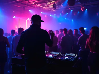 DJ Performing Live Set At Nightclub