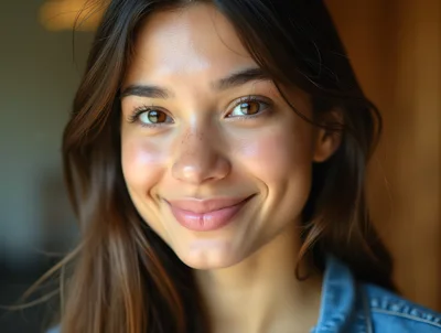 Close Up Portrait Of A Smiling Young Woman