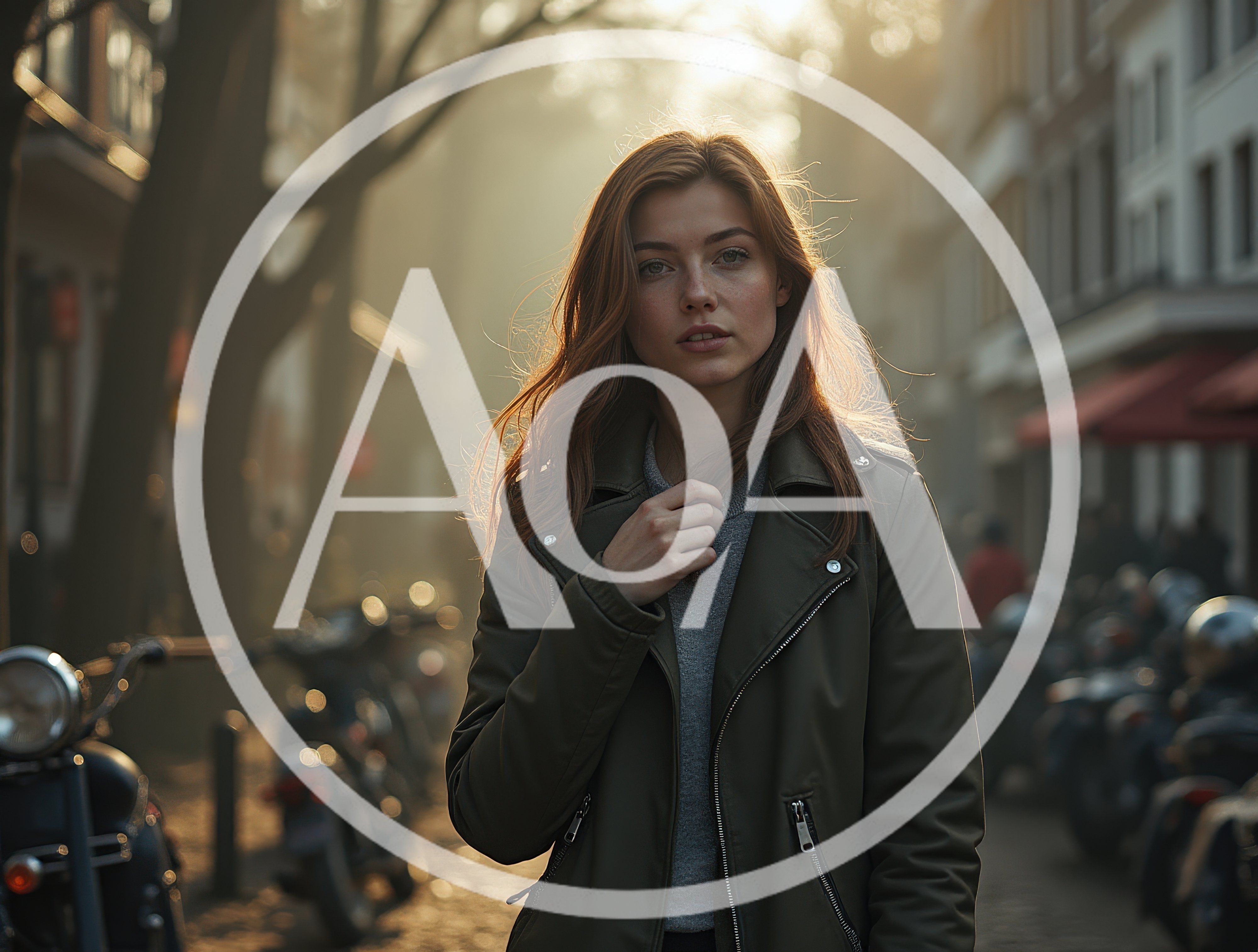 Young Woman Standing On A Misty European Street