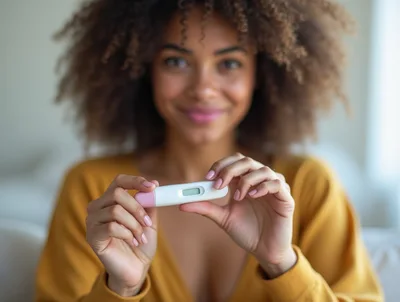 Young Woman Holding A Digital Pregnancy Test