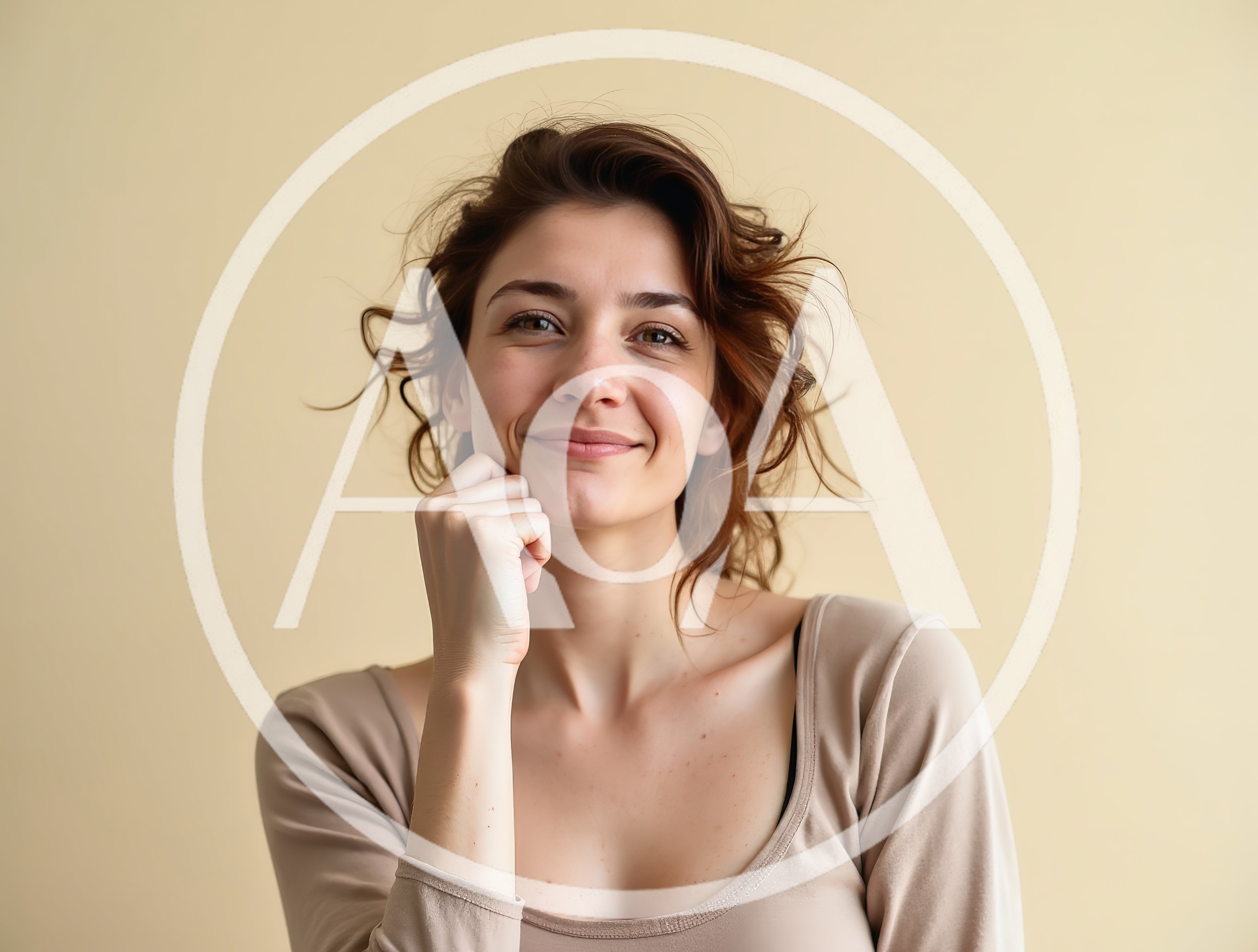 Portrait Of A Smiling Young Woman With Messy Hair