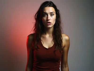 Portrait Of A Young Woman With A Concerned Expression