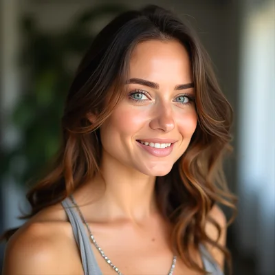 Portrait Of A Smiling Young Woman With Wavy Hair