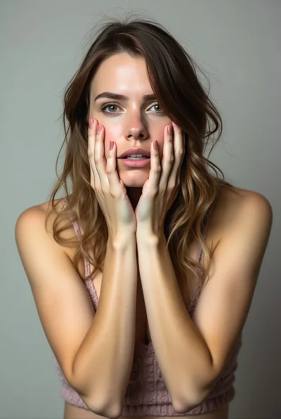 Young Woman Holding Her Face With Both Hands