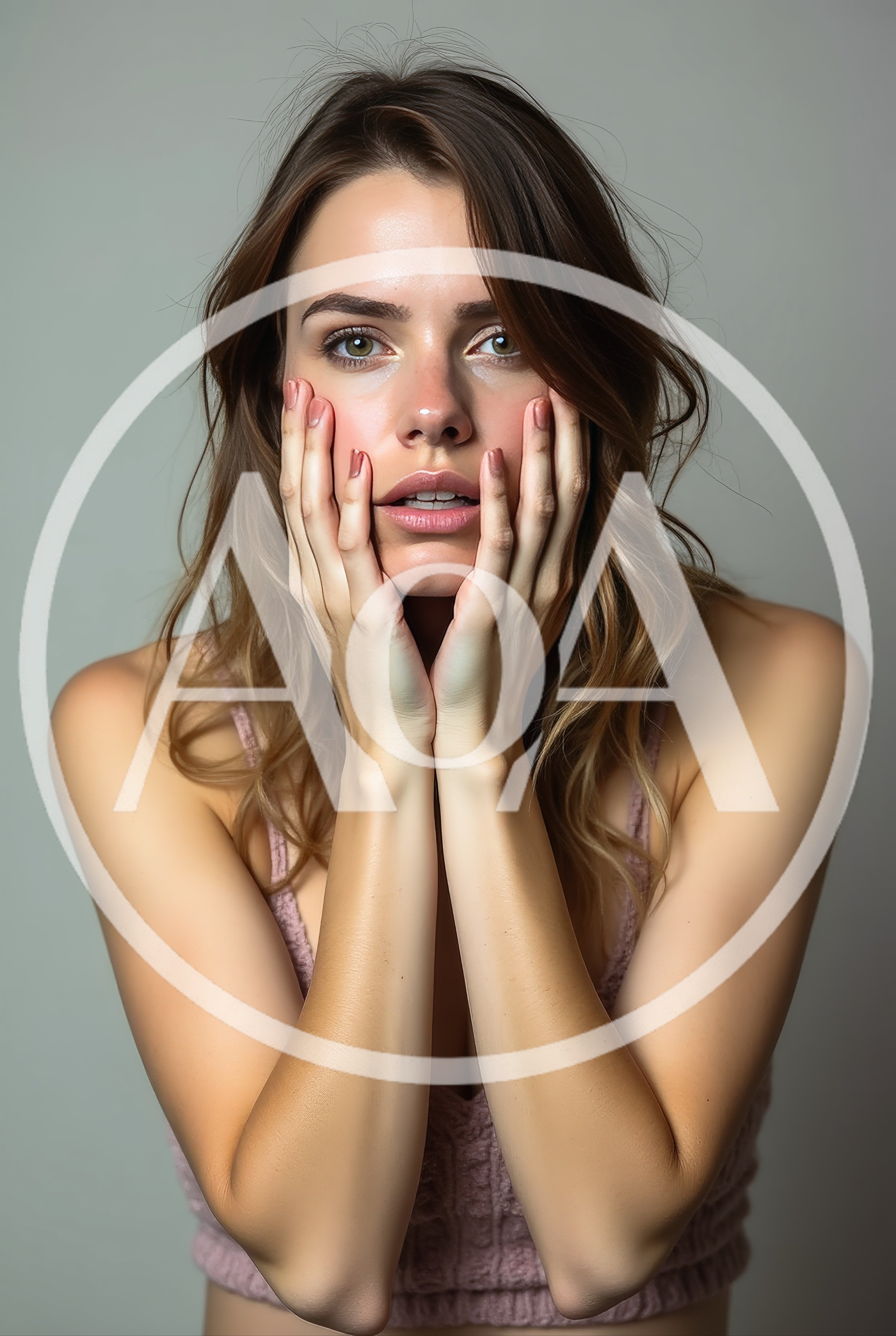 Young Woman Holding Her Face With Both Hands