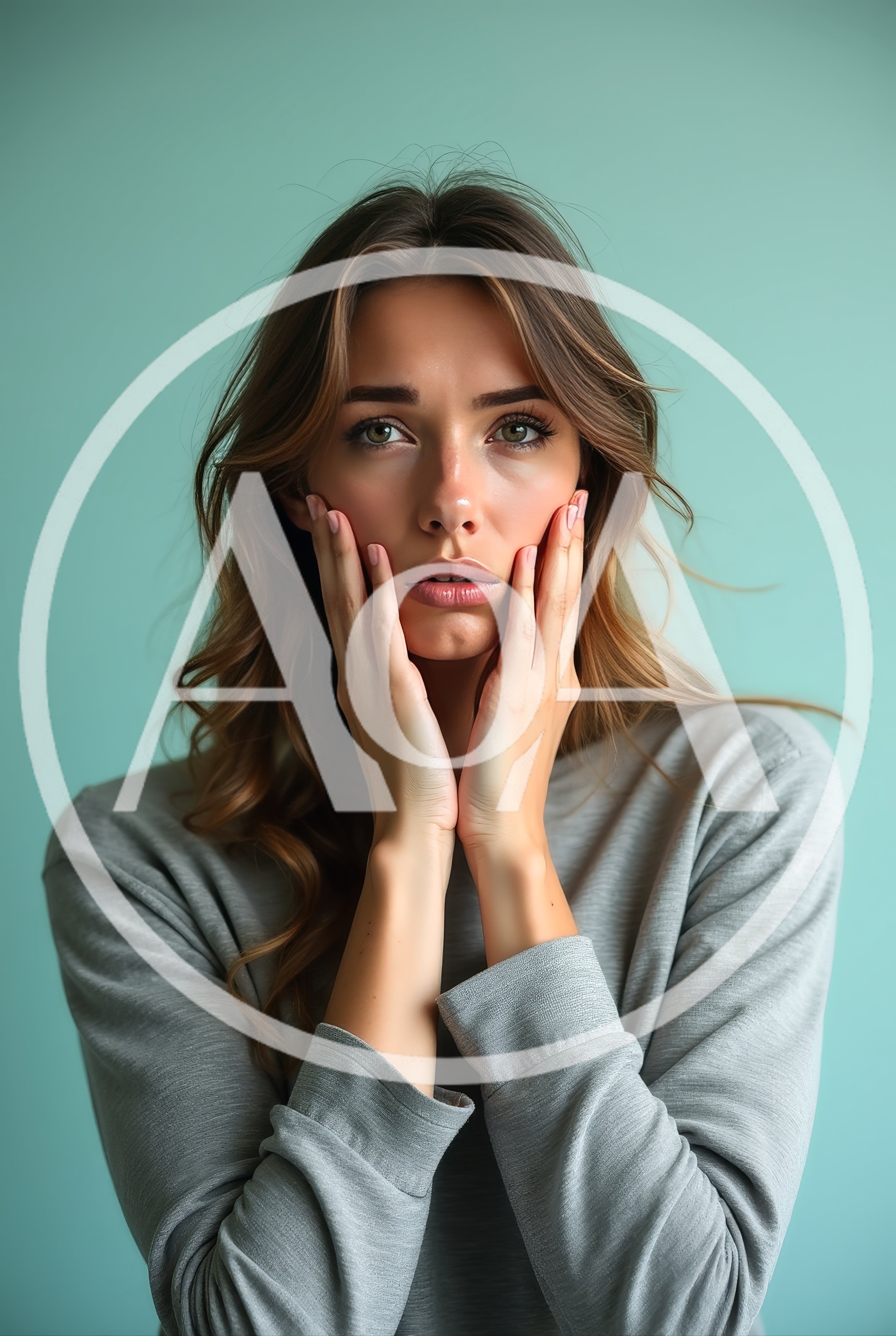 Young Woman Expressing Concern With Hands On Face