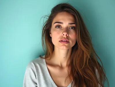 Portrait Of A Young Woman With Long Brown Hair