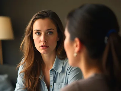 Two Women Having A Serious Conversation