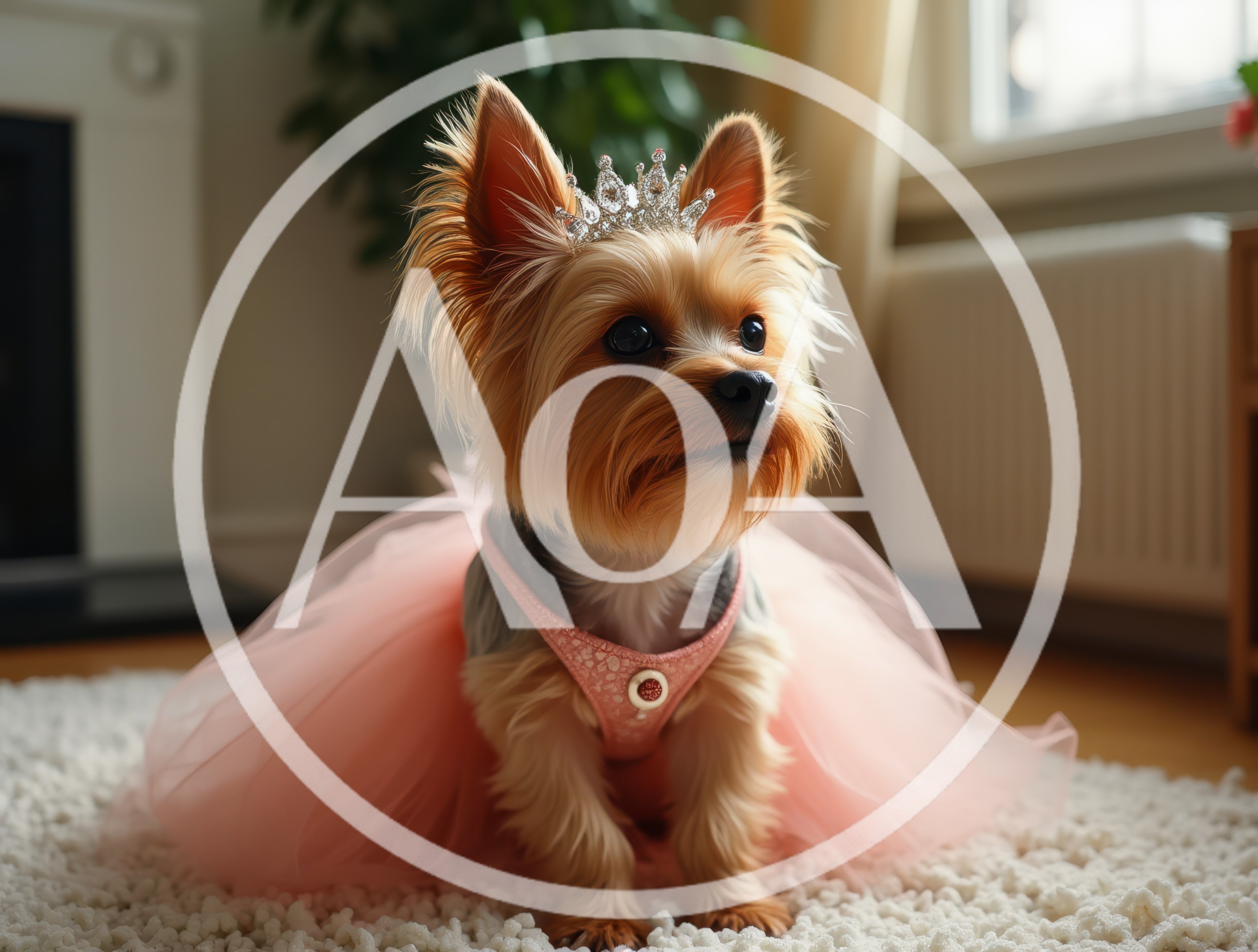 Adorable Yorkshire Terrier Wearing A Pink Tutu And Tiara