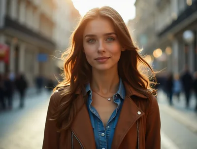 Portrait Of A Young Woman In A City Street