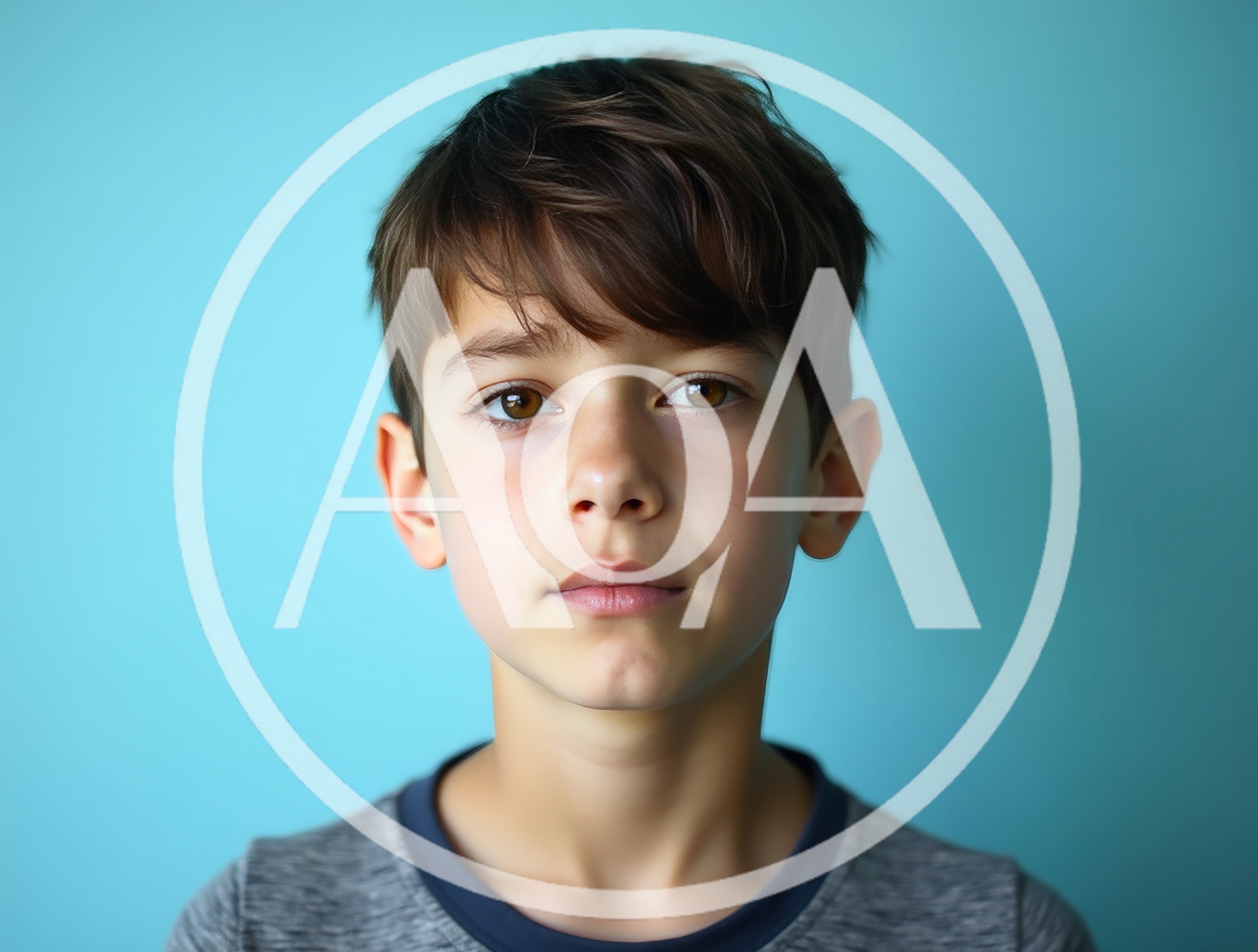 Portrait Of A Young Boy Against A Blue Background