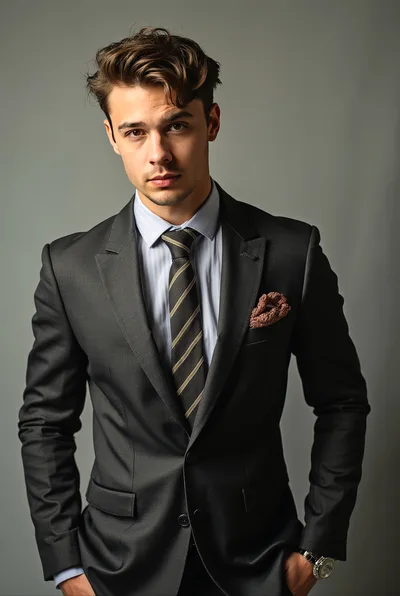Portrait of a Stylish Young Businessman in a Suit