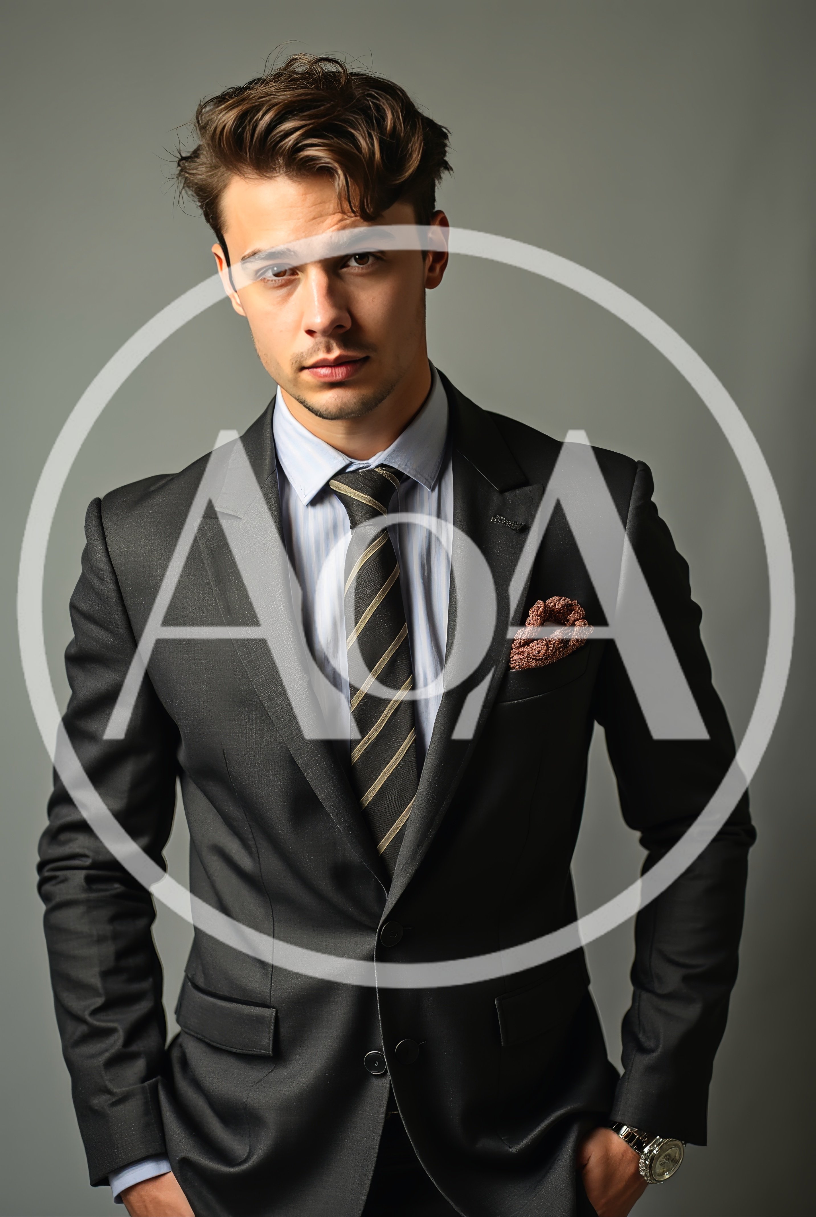 Portrait of a Stylish Young Businessman in a Suit