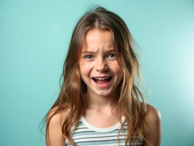 Young Girl With Expressive Facial Expression