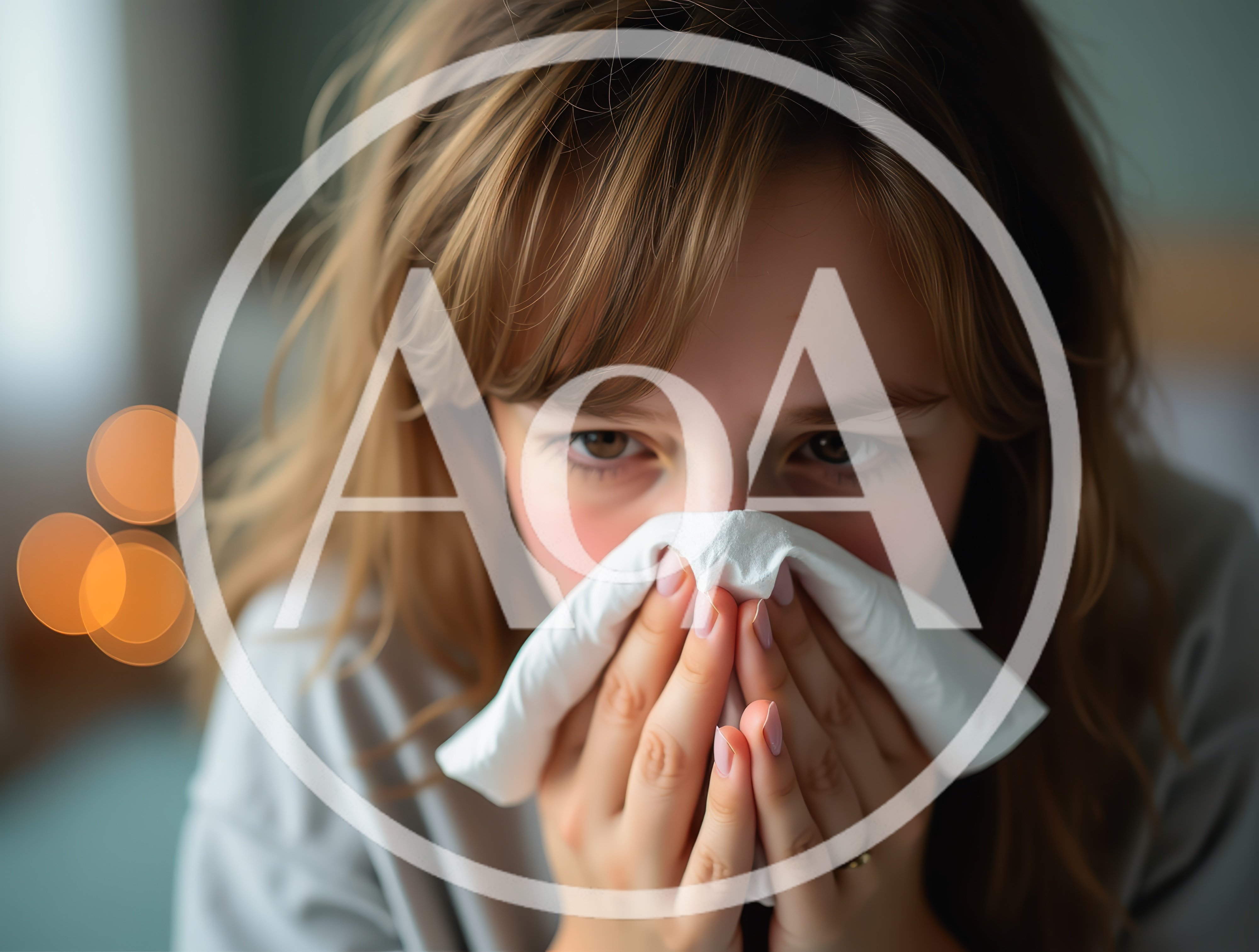 Young Woman Blowing Her Nose Into A Tissue