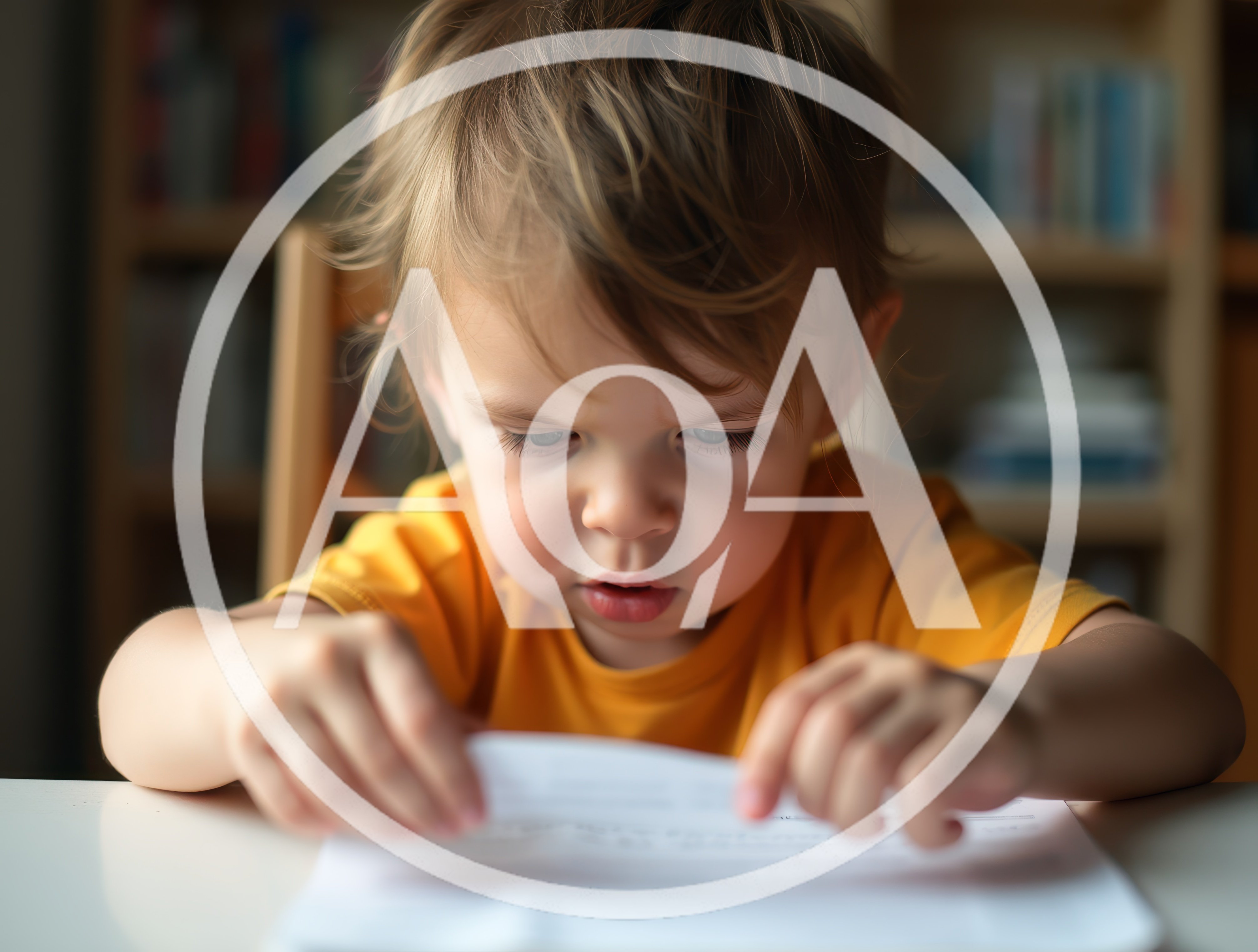 Toddler Concentrating While Reading A Document