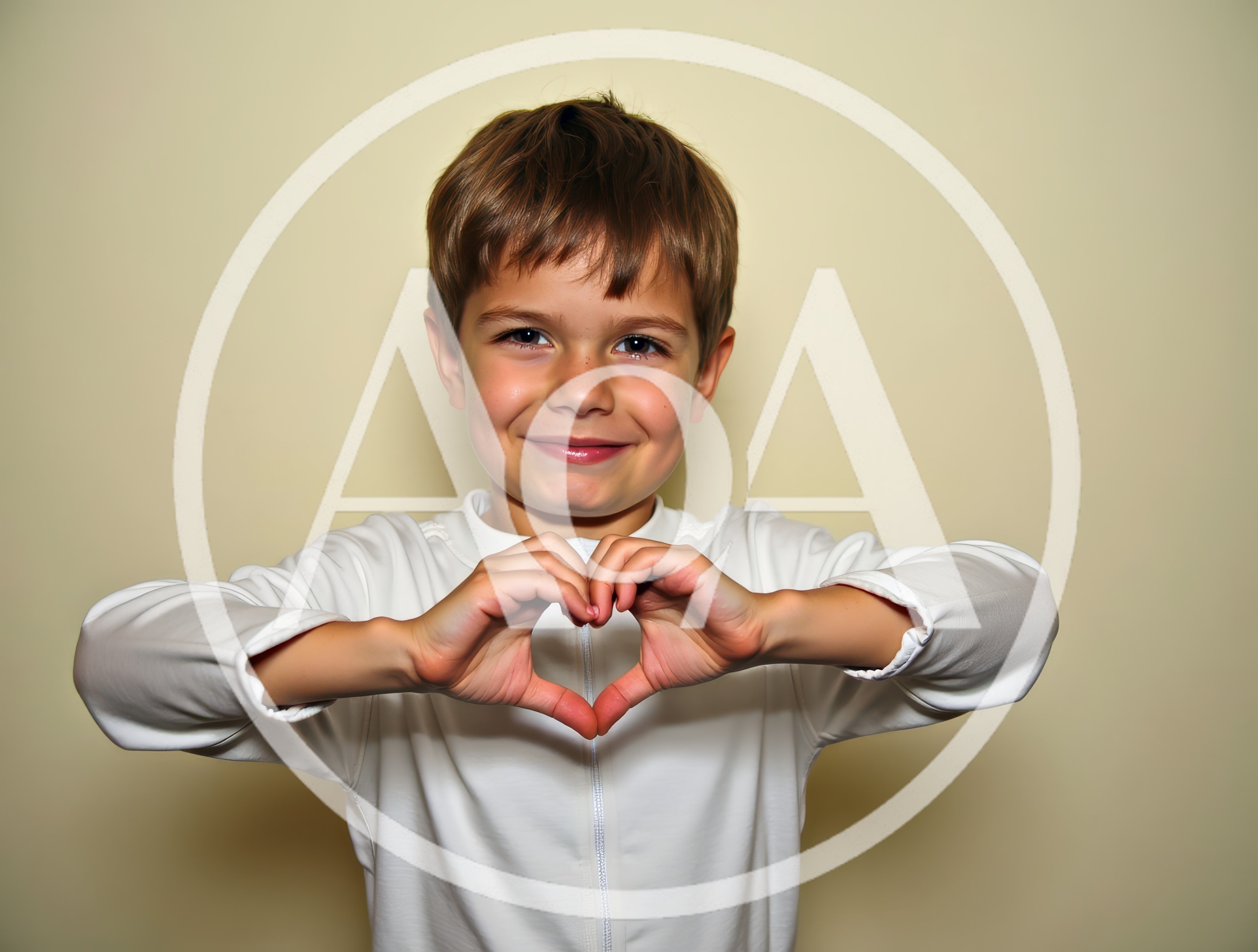 Young Boy Making Heart Shape With Hands