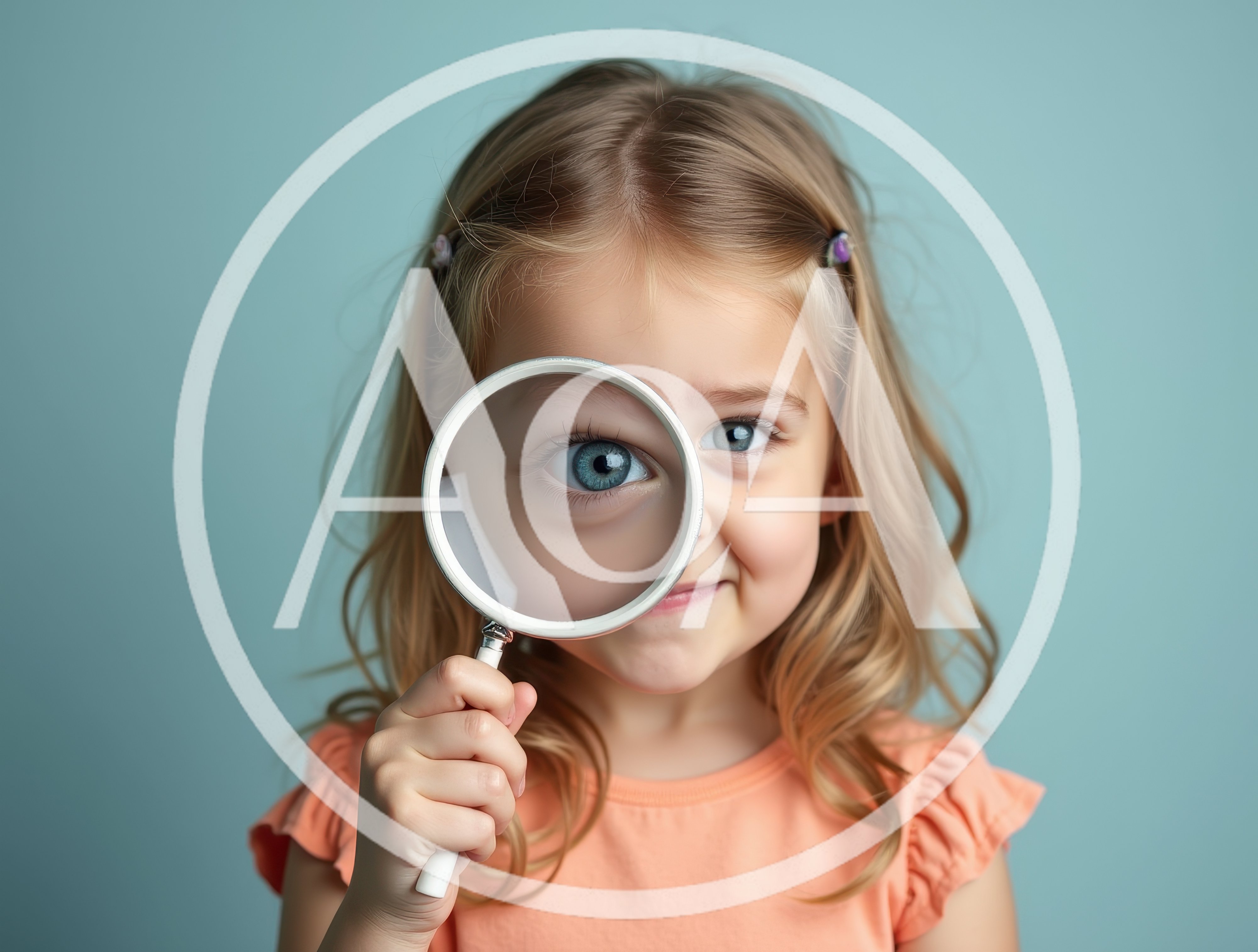 Young Girl Looking Through A Magnifying Glass