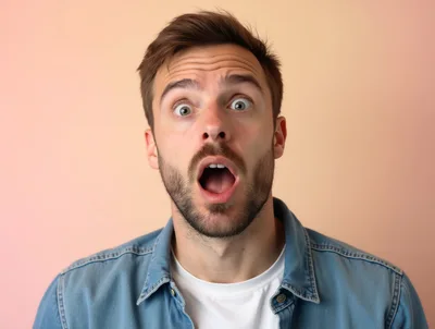 Surprised Young Man With Wide Eyes And Open Mouth