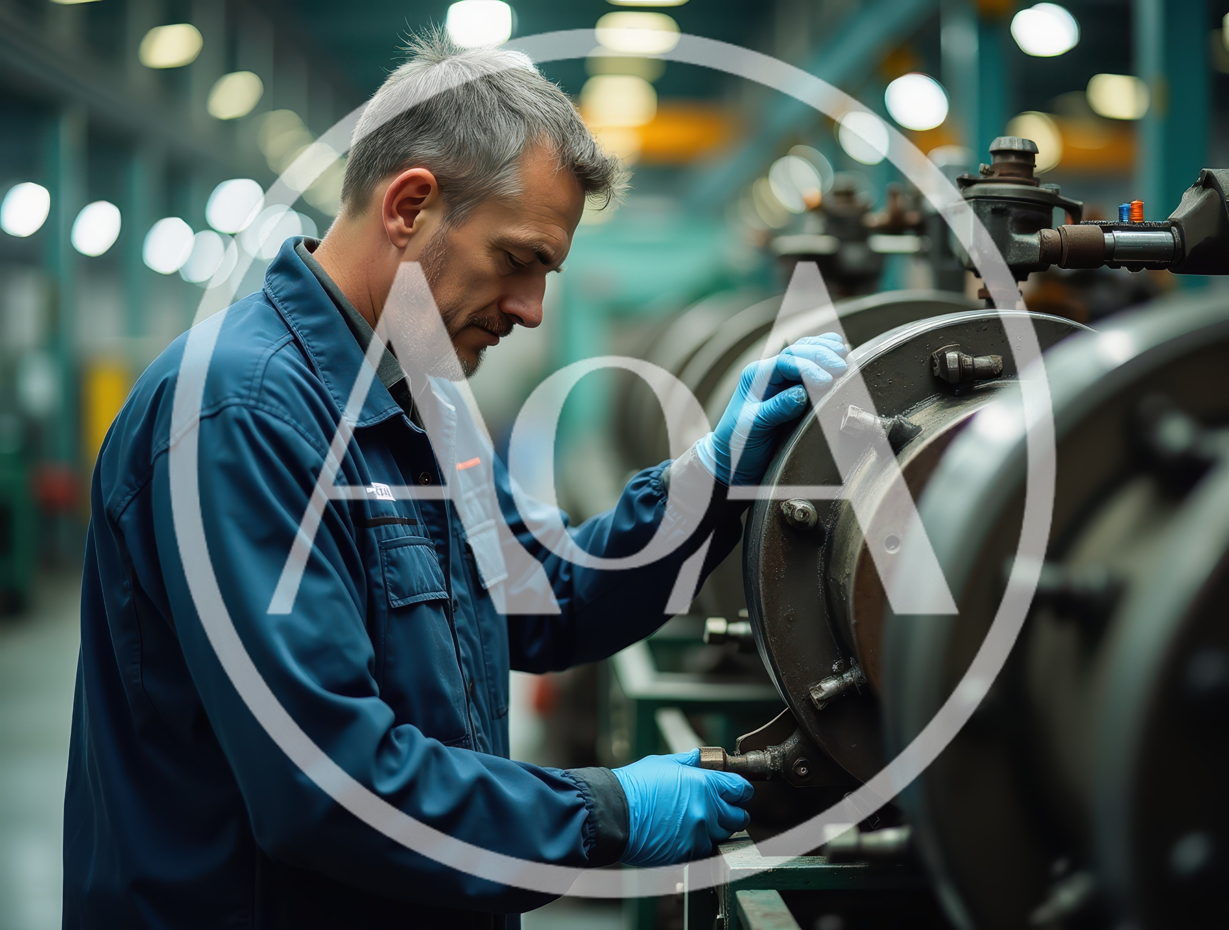 Industrial Technician Inspecting Heavy Machinery In Factory