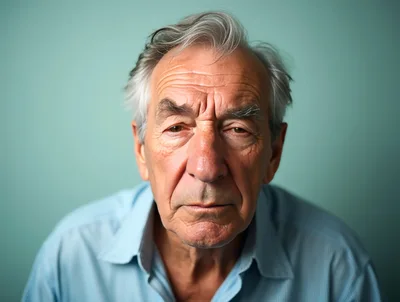 Portrait Of An Elderly Man With A Serious Expression