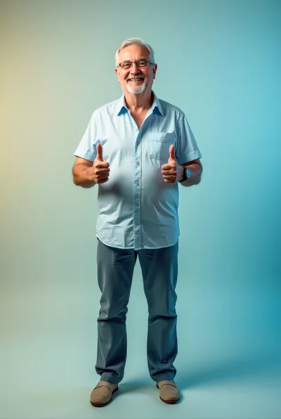Senior Man Giving Double Thumbs Up Gesture