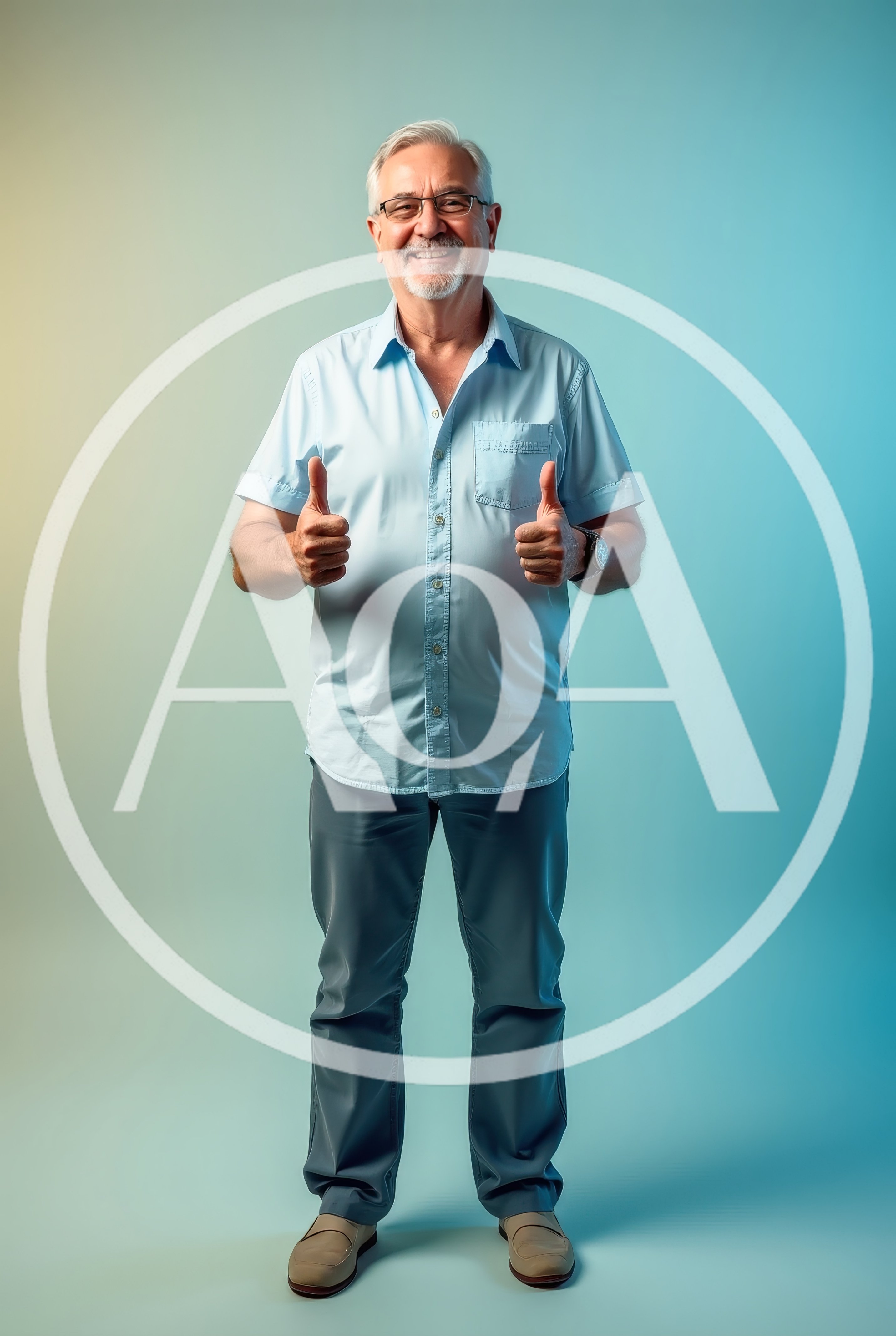 Senior Man Giving Double Thumbs Up Gesture