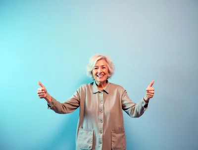 Happy Senior Woman Giving Double Thumbs Up