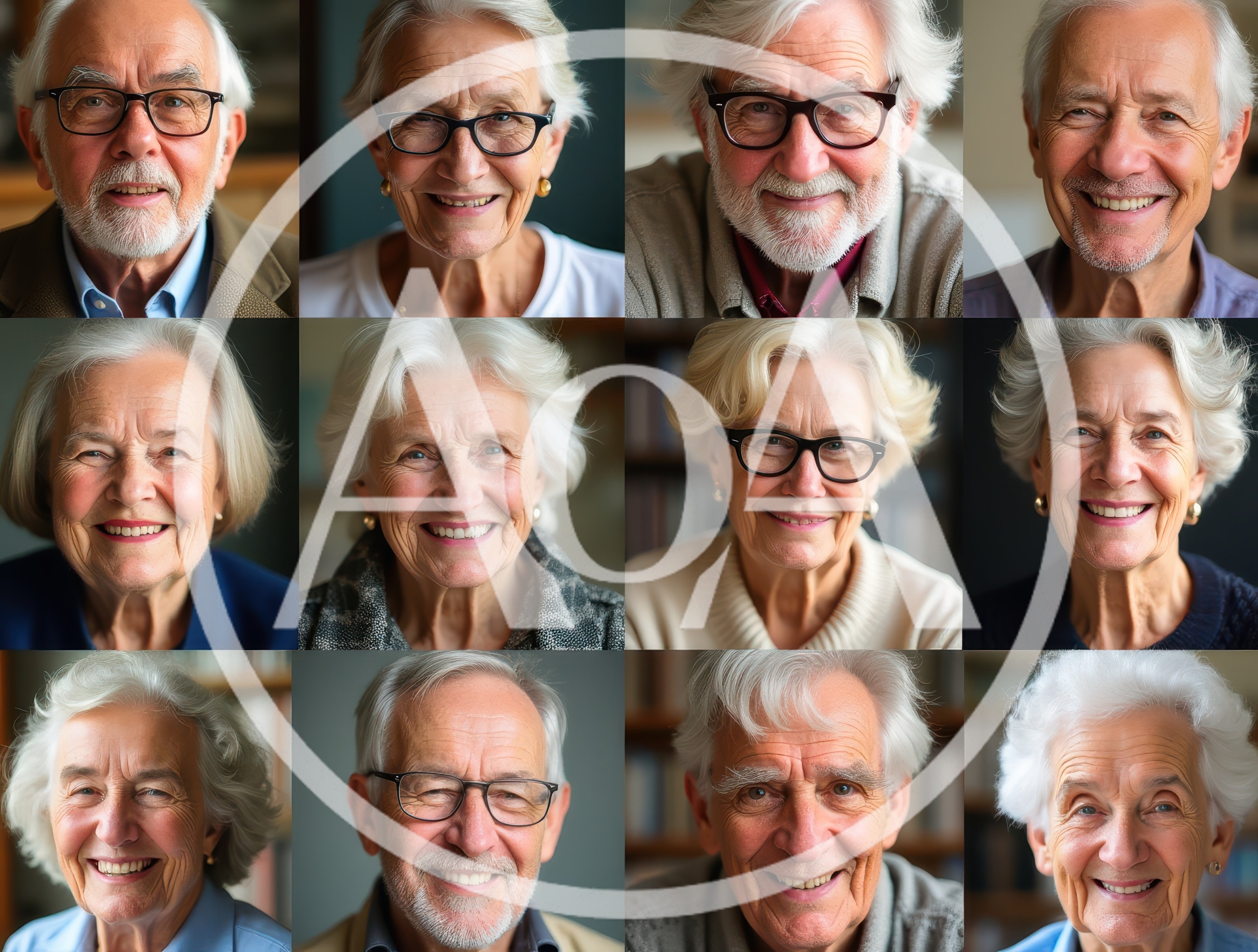 Collage Of Diverse Senior Citizens Smiling Portraits