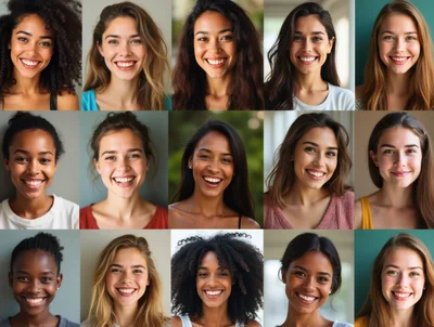 Diverse Group Of Smiling Women Portraits