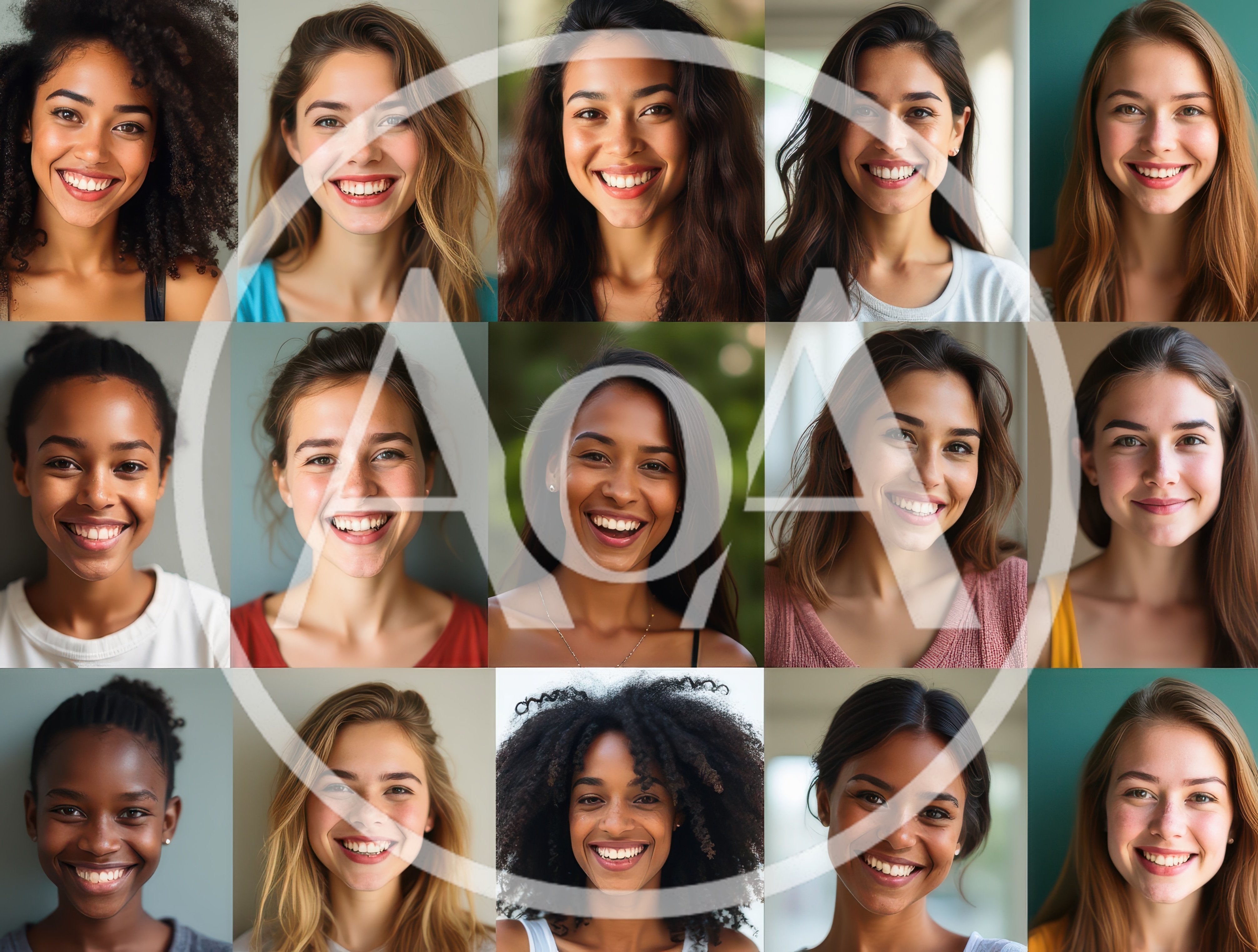 Diverse Group Of Smiling Women Portraits