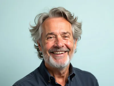 Portrait Of A Smiling Mature Man With Gray Hair