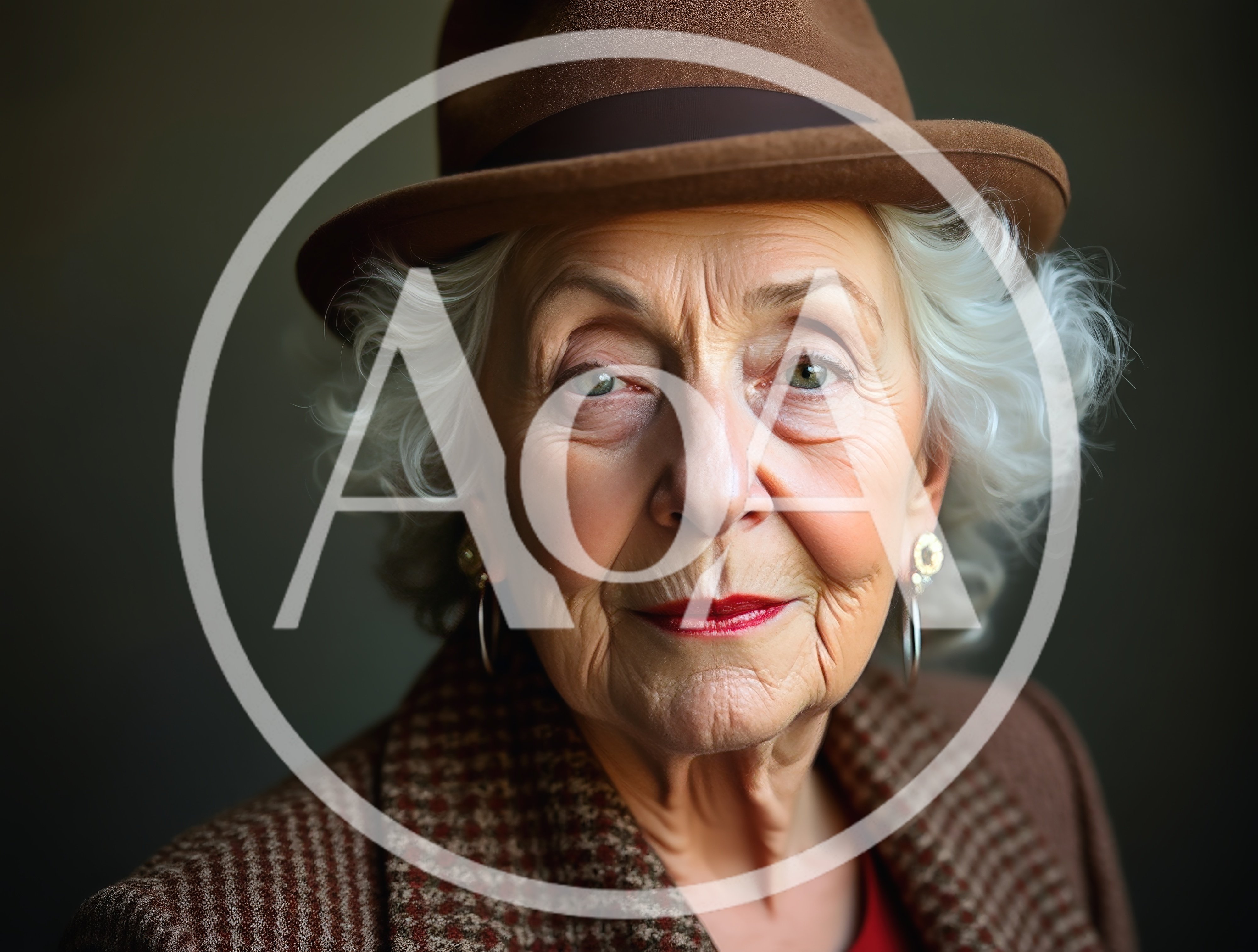 Portrait Of An Elegant Elderly Woman In A Fedora