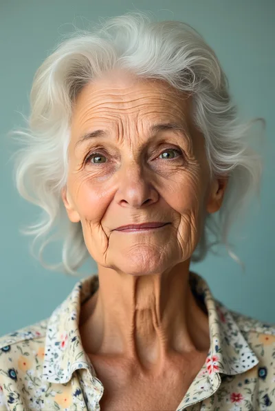 Portrait Of An Elderly Woman With White Hair