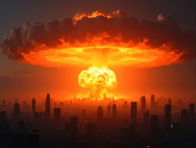 Massive Nuclear Explosion Over A Modern City Skyline