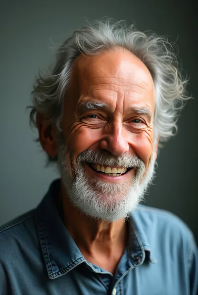 Portrait Of A Joyful Elderly Man Smiling