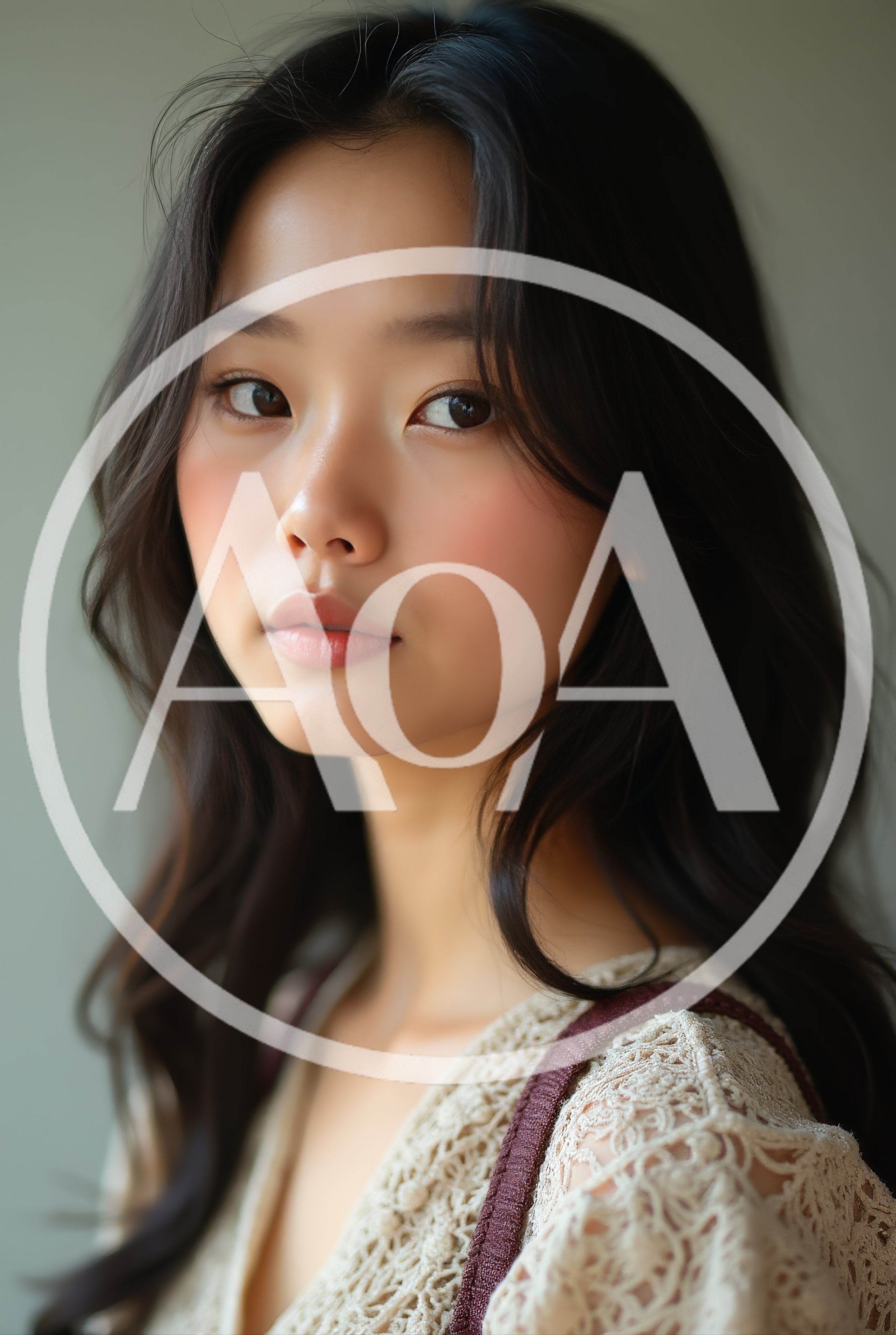 Portrait Of A Young Asian Woman With Long Dark Hair