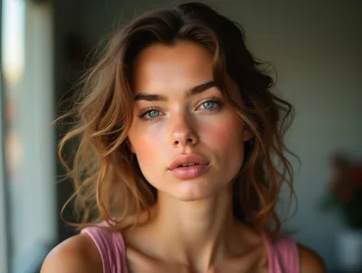 Portrait Of A Young Woman With Natural Makeup