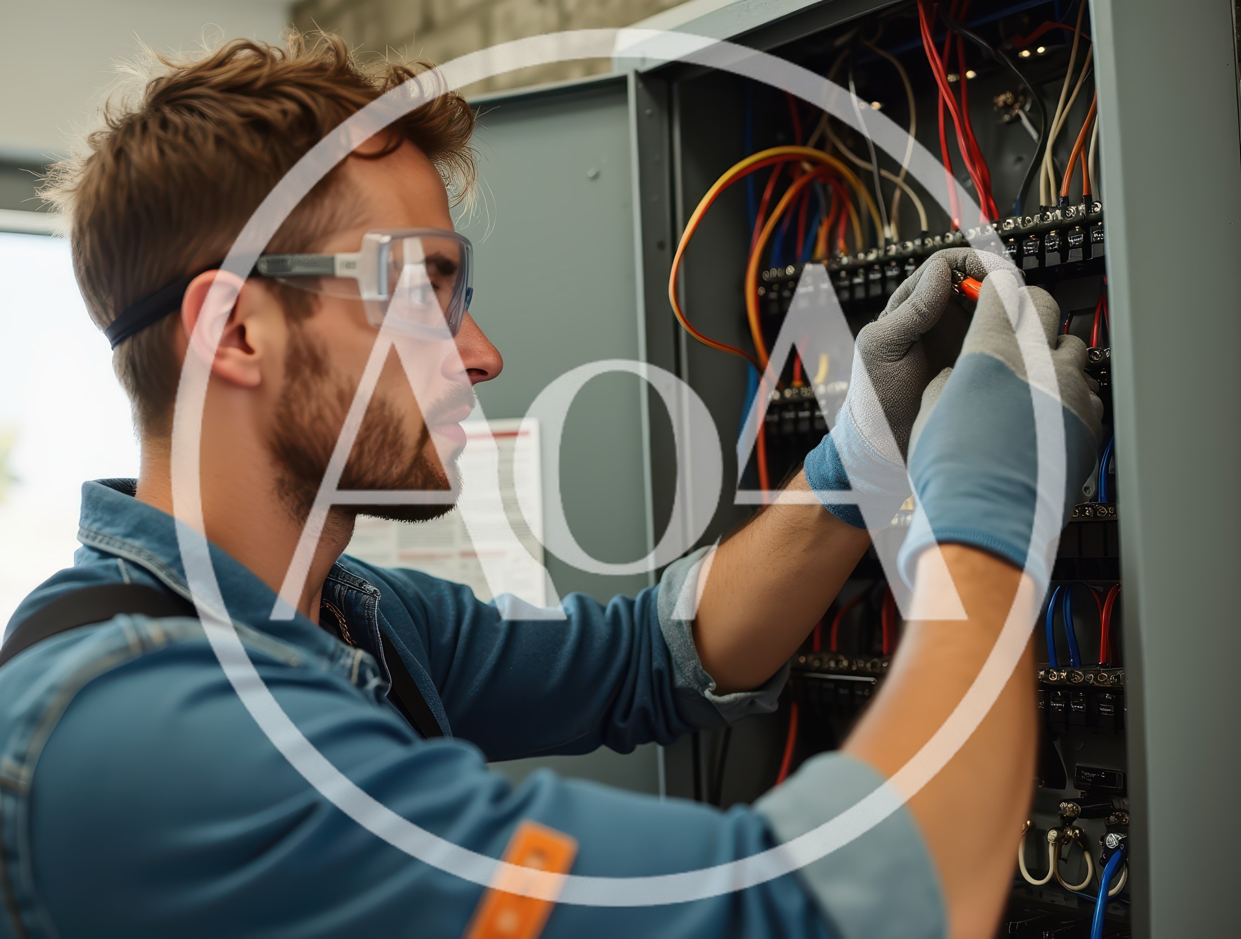 Electrician Working On Electrical Panel In Industrial Setting