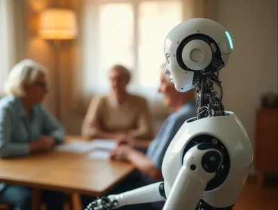 Humanoid Robot Interacting With Elderly People In Living Room