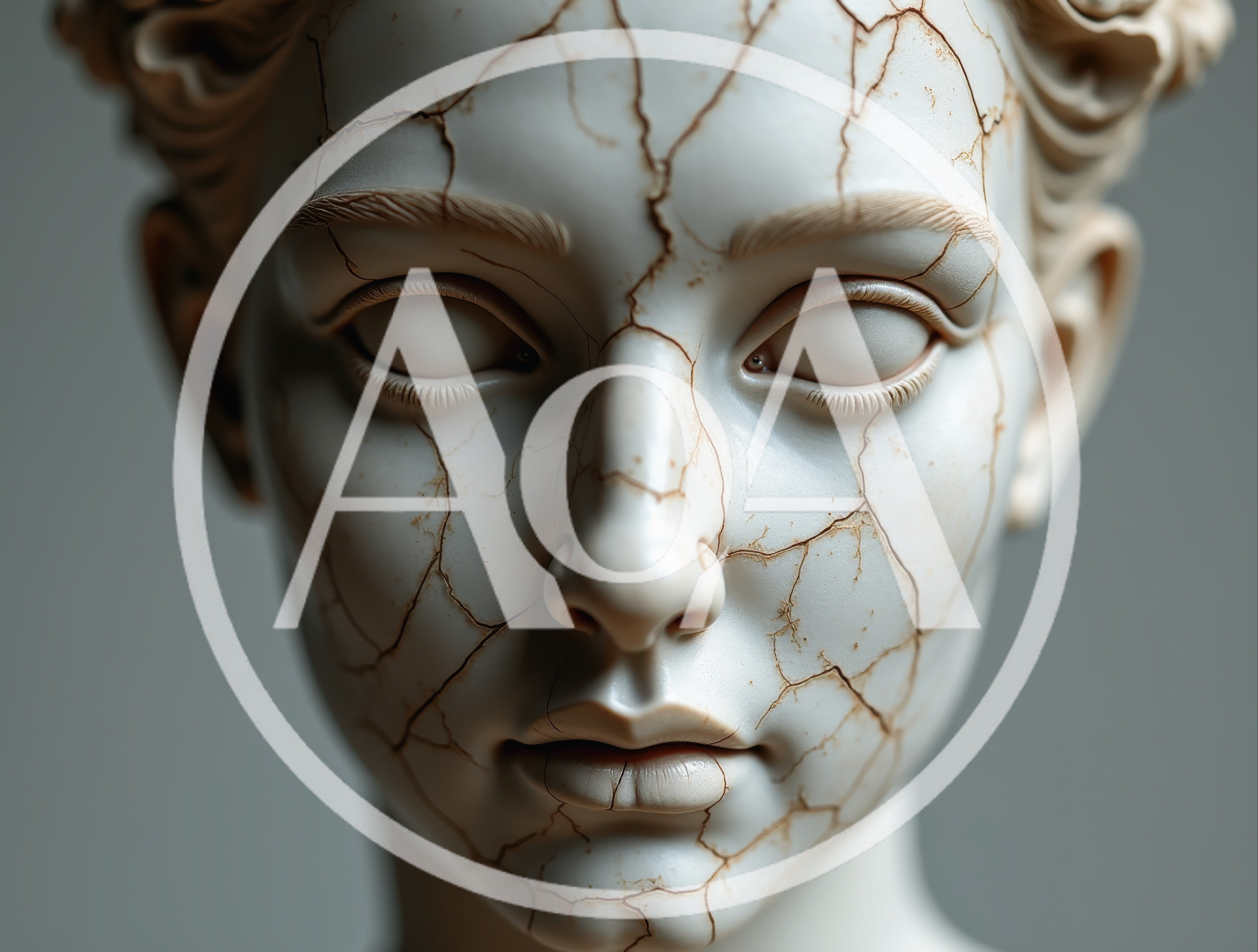 Cracked Marble Statue Of A Human Face