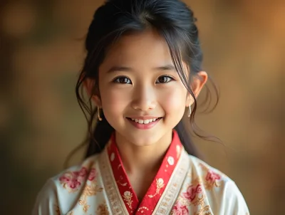 Portrait Of A Young Girl In Traditional Hanbok