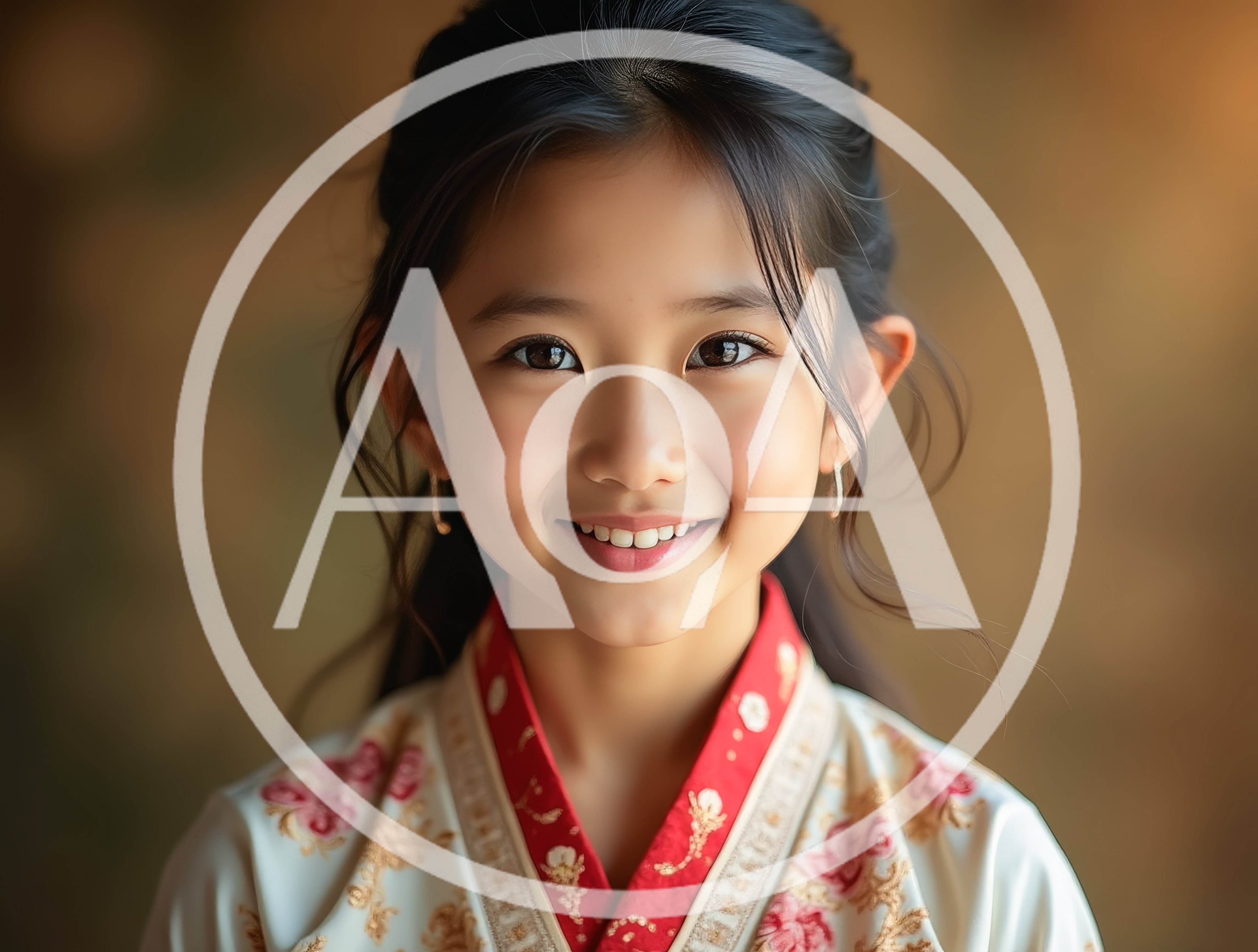Portrait Of A Young Girl In Traditional Hanbok