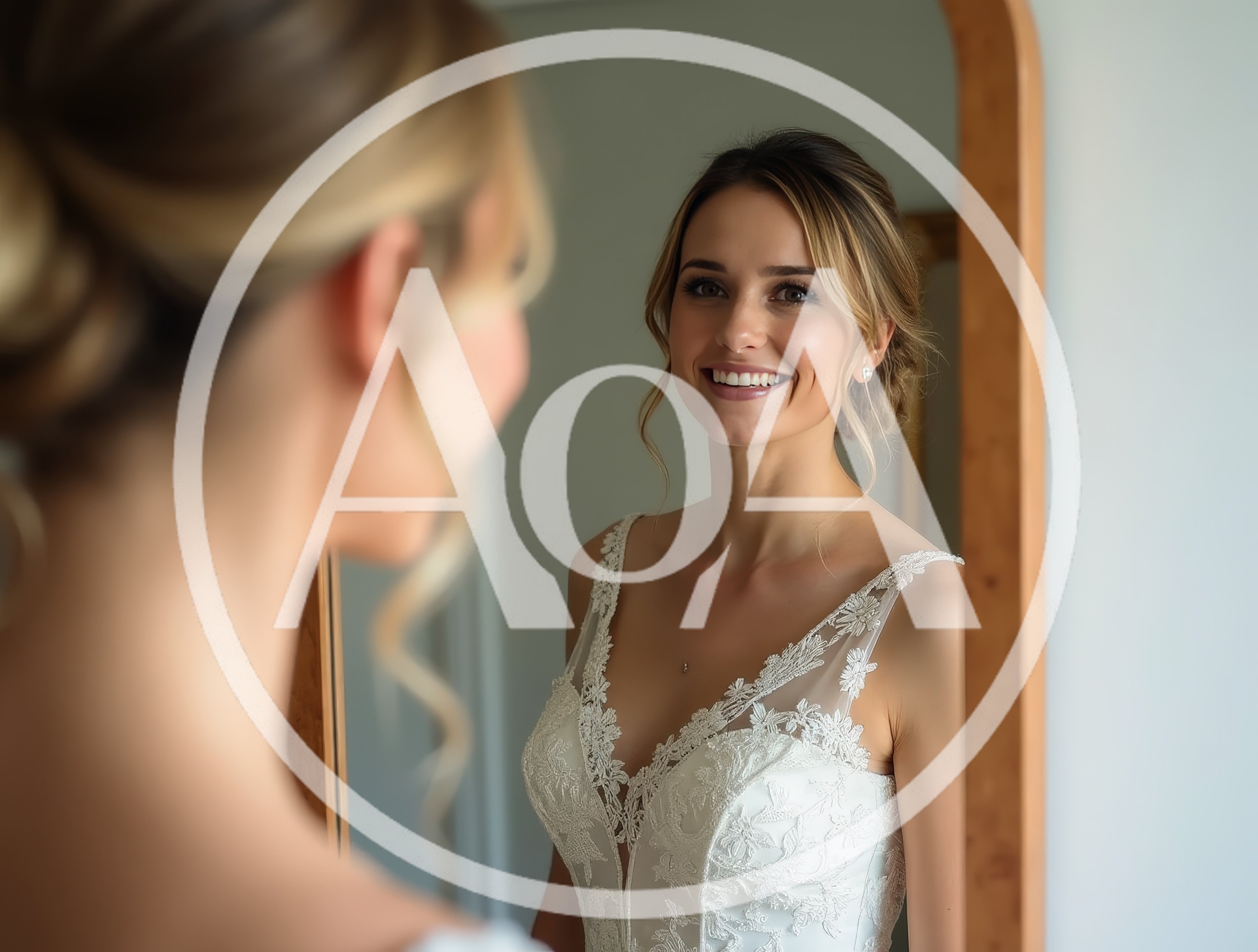 Beautiful Bride Looking At Her Reflection In A Mirror